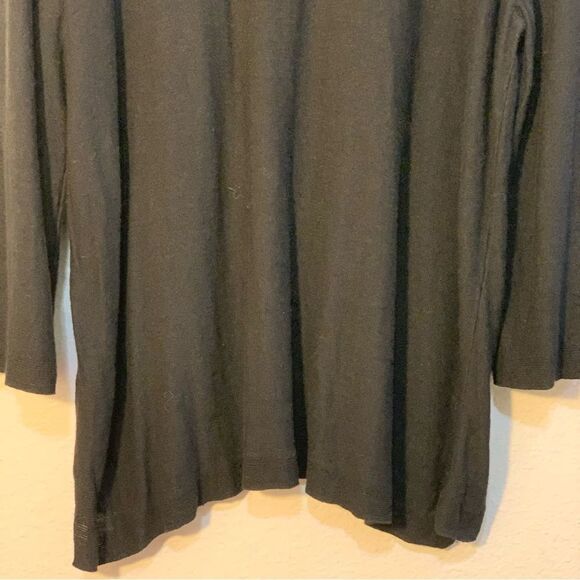 J. JILL Tunic 59% Linen Blend Women’s XL Black Long Bell Sleeve Slit Scoop Neck. - Picture 4 of 15